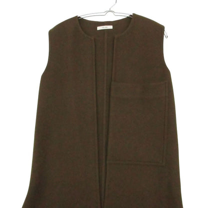Celine by Phoebe Philo Era Cashmere Long Vest Cardigan Coat Sleeveless Khaki 34 — view 3
