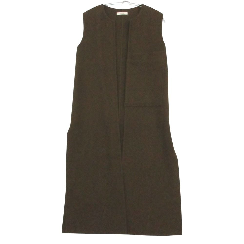 Celine by Phoebe Philo Era Cashmere Long Vest Cardigan Coat Sleeveless Khaki 34