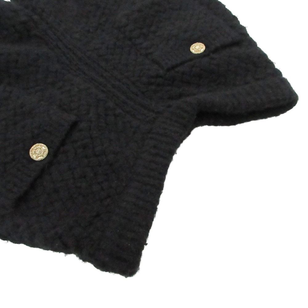 Chanel Knit Shorts CC Logo Gold Button Black — view 6