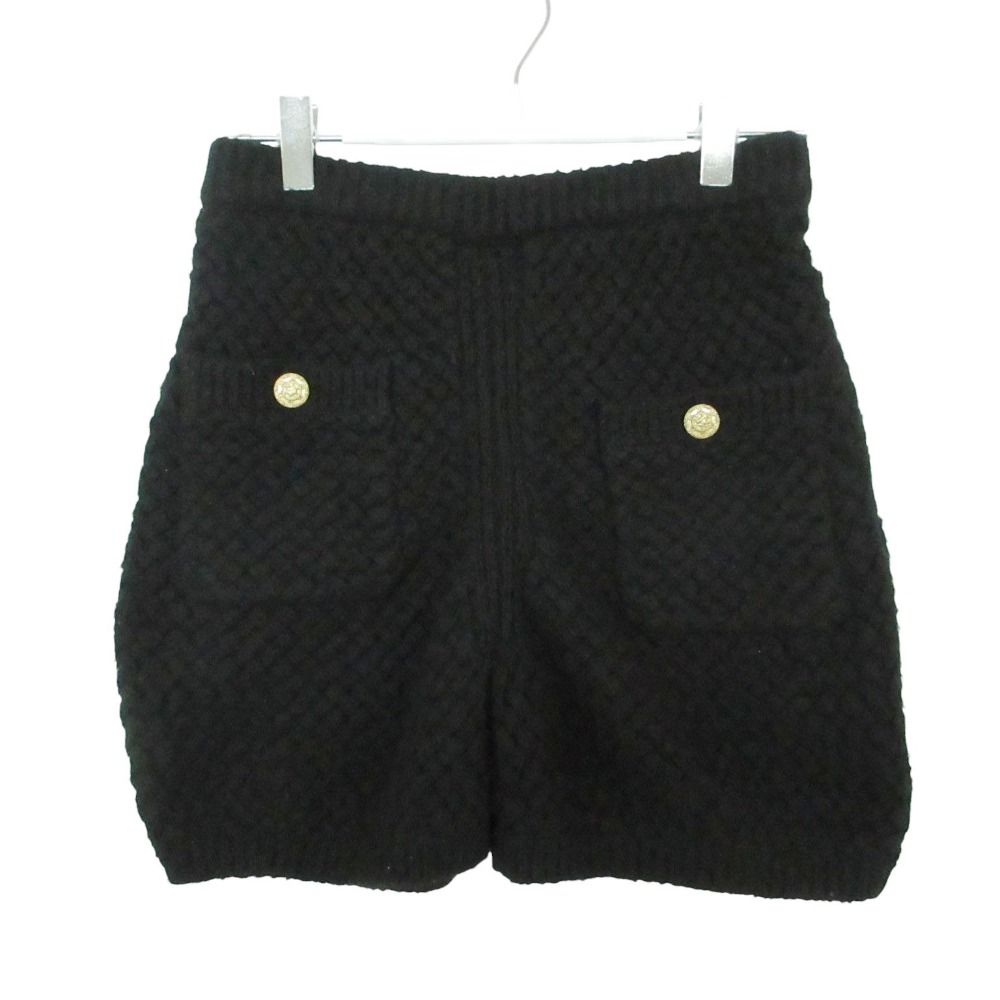 Chanel Knit Shorts CC Logo Gold Button Black