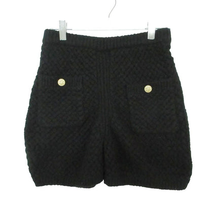 Chanel Knit Shorts CC Logo Gold Button Black