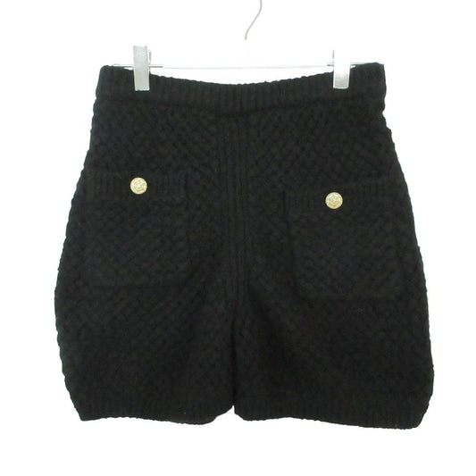 Chanel Knit Shorts CC Logo Gold Button Black