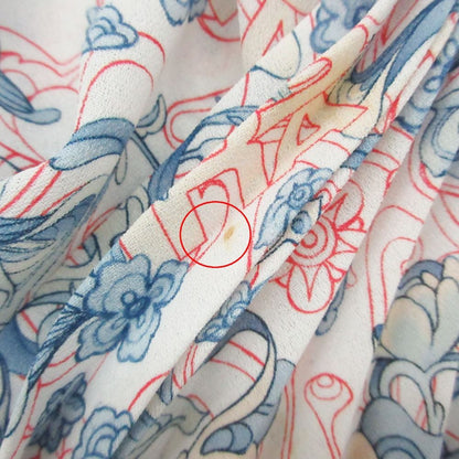 Prada Skirt Pleated Flare Floral Logo All Over Blue — view 9