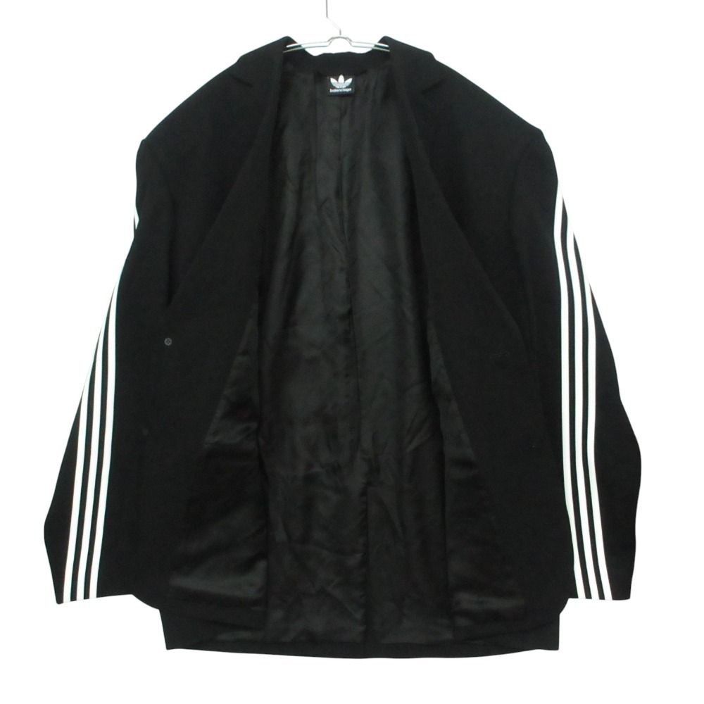 Balenciaga Adidas Side Sleeve Stripe Oversize Tailored Jacket Blue Leather — view 8