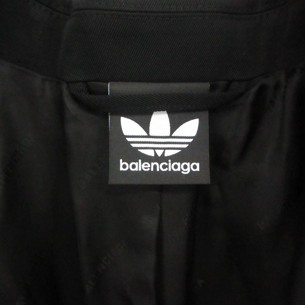 Balenciaga Adidas Side Sleeve Stripe Oversize Tailored Jacket Blue Leather — view 5