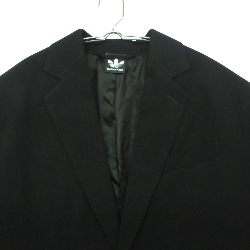 Balenciaga Adidas Side Sleeve Stripe Oversize Tailored Jacket Blue Leather — view 3
