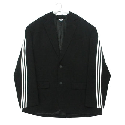Balenciaga Adidas Side Sleeve Stripe Oversize Tailored Jacket Blue Leather
