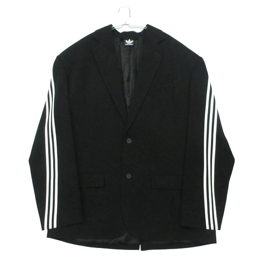 Balenciaga Adidas Side Sleeve Stripe Oversize Tailored Jacket Blue Leather