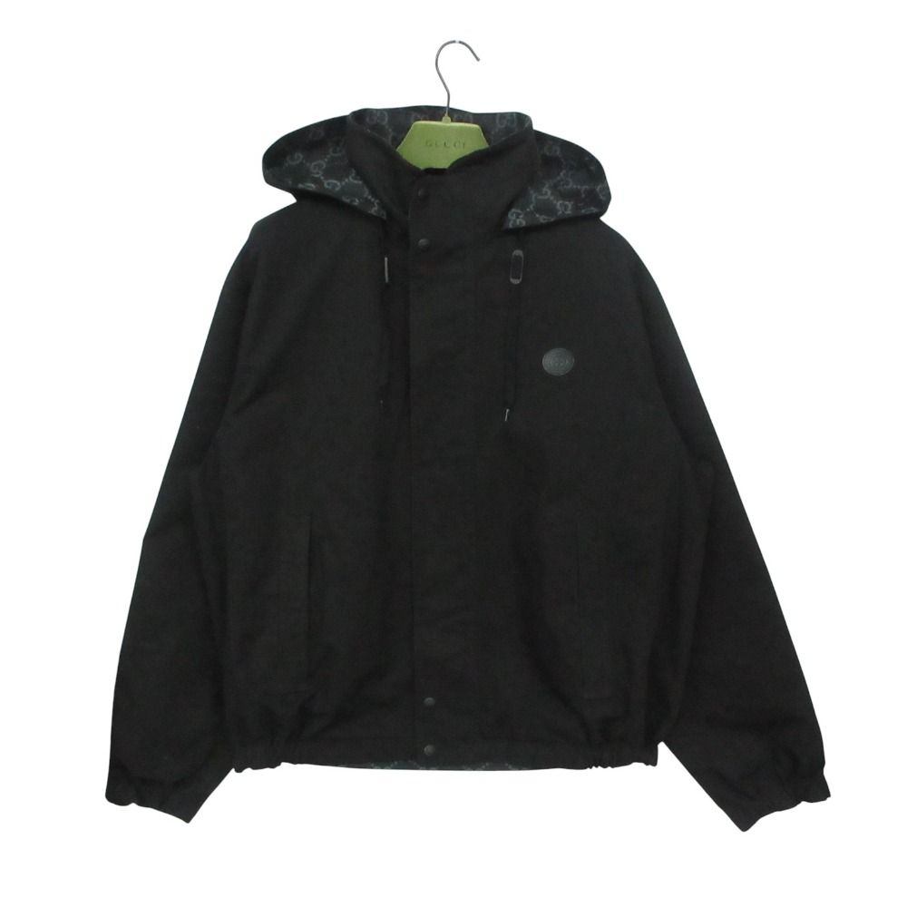 Gucci GG Ripstop Nylon Jacket Reversible Interlocking Leather Patch Black 50 — view 4