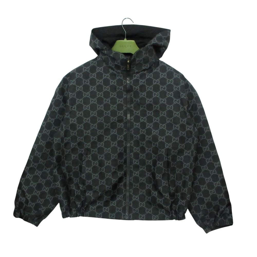 Gucci GG Ripstop Nylon Jacket Reversible Interlocking Leather Patch Black 50