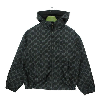 Gucci GG Ripstop Nylon Jacket Reversible Interlocking Leather Patch Black 50