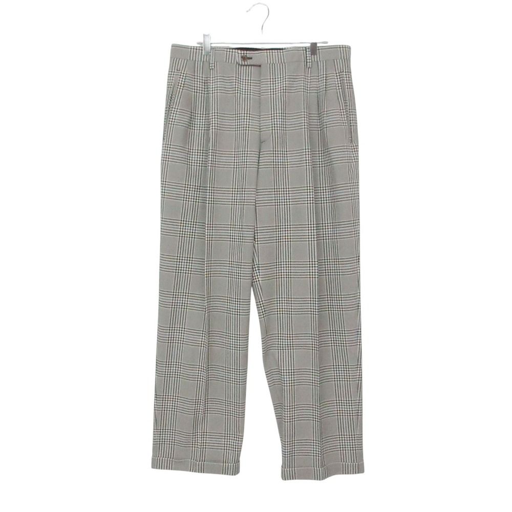 Gucci Pants Trousers 3 Tuck Pleated Glen Plaid Roll Up Gray 50
