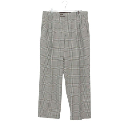 Gucci Pants Trousers 3 Tuck Pleated Glen Plaid Roll Up Gray 50