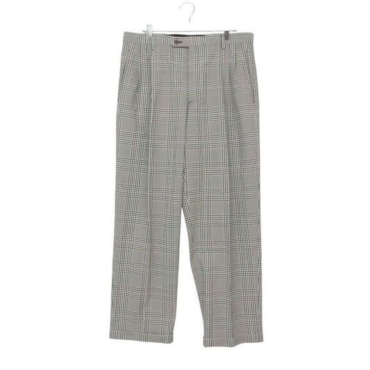 Gucci Pants Trousers 3 Tuck Pleated Glen Plaid Roll Up Gray 50