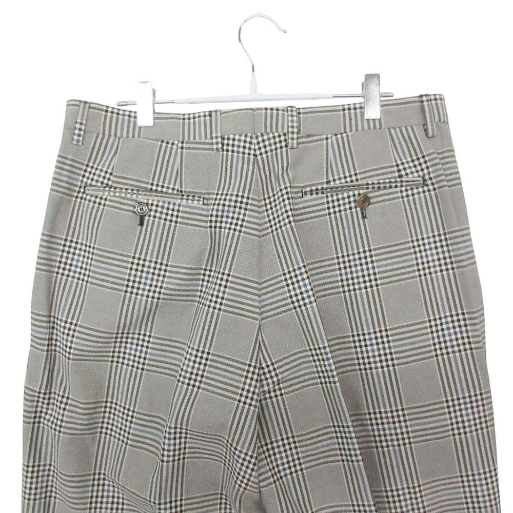 Gucci Pants Trousers 3 Tuck Pleated Glen Plaid Roll Up Gray 50 — view 3