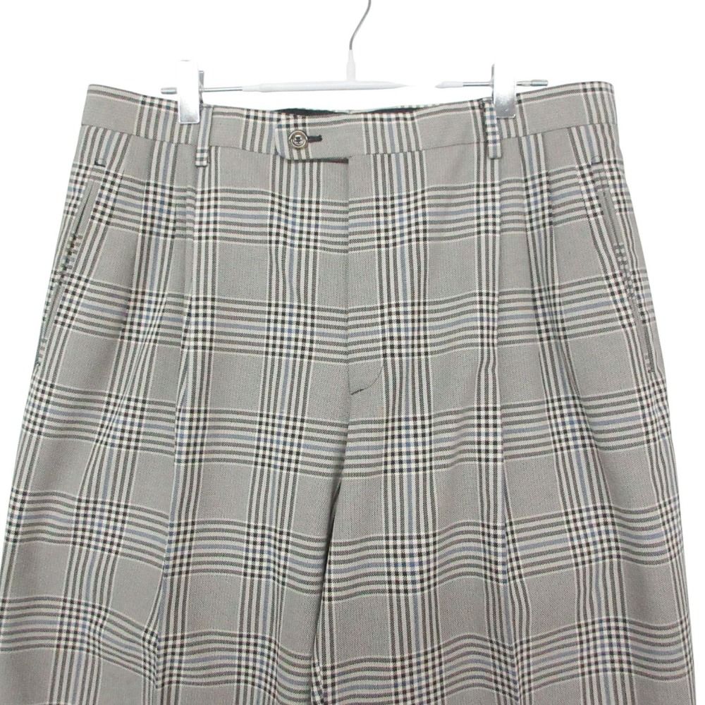 Gucci Pants Trousers 3 Tuck Pleated Glen Plaid Roll Up Gray 50 — view 4