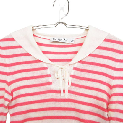 Dior Sera Color Knit Long Sleeve Pullover Logo Border Pattern Linen Cashmere — view 4