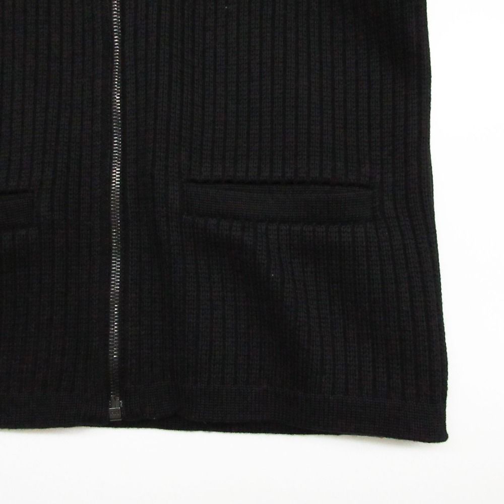 Chanel Knit Jacket High Neck Contrast Zip Up Black 38 — view 6