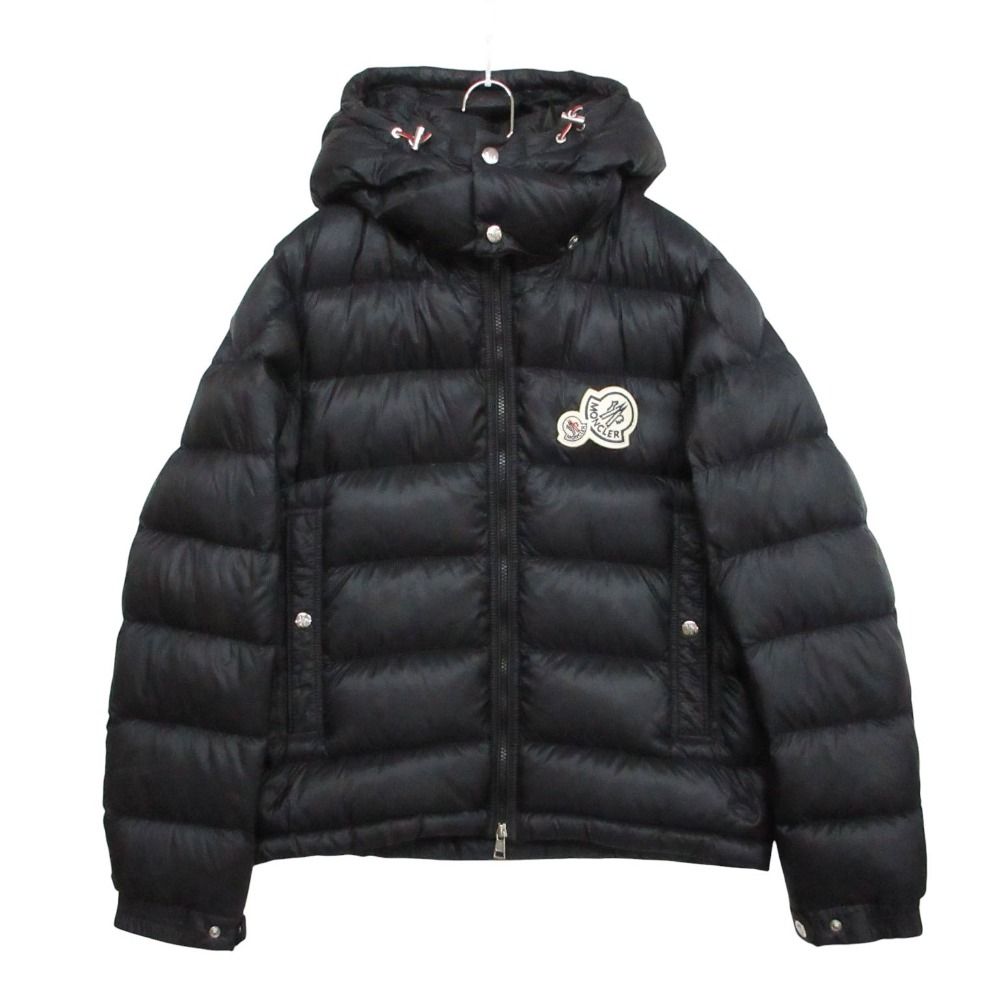 Moncler Bramant Down Jacket Double Logo Patch Nylon Hooded Black