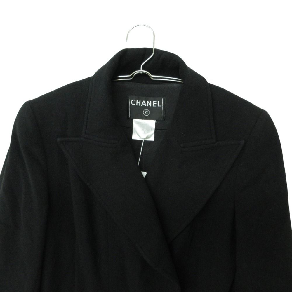 Chanel Coat Cashmere Double Breasted Long Below Knee Length Black — view 4