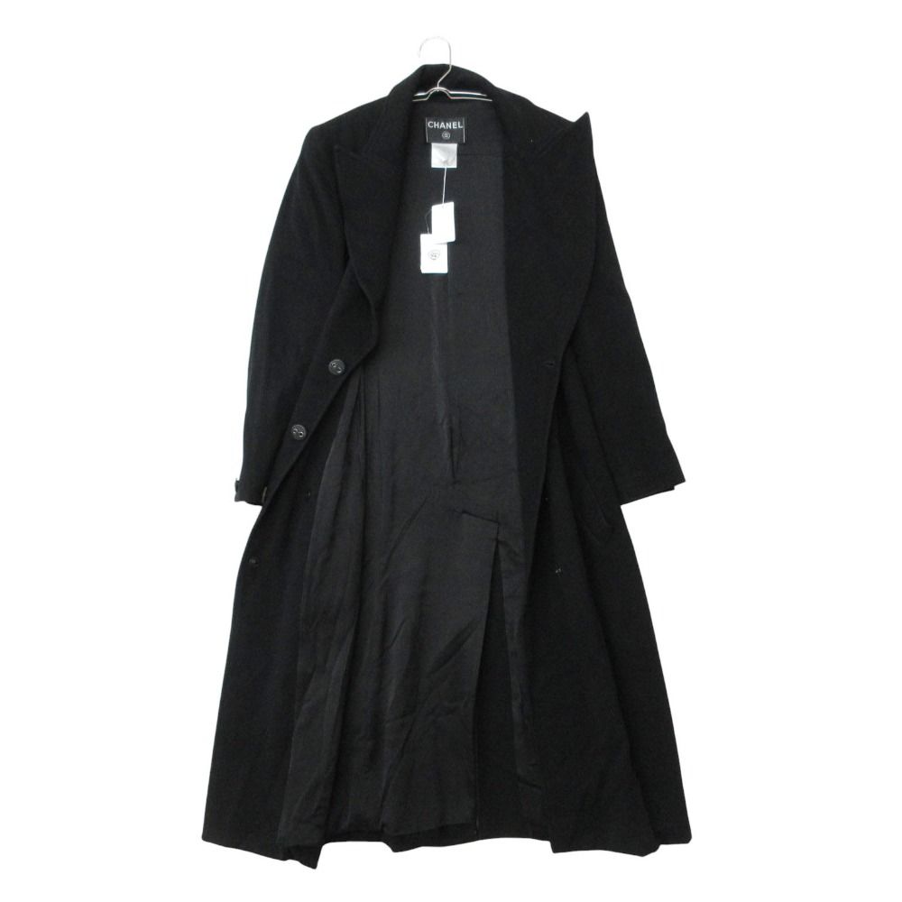 Chanel Coat Cashmere Double Breasted Long Below Knee Length Black — view 3