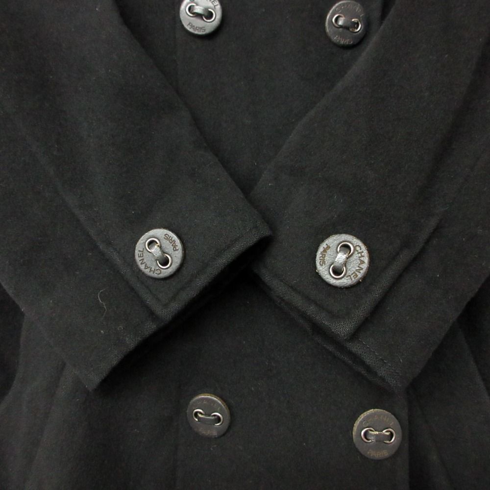 Chanel Coat Cashmere Double Breasted Long Below Knee Length Black — view 5