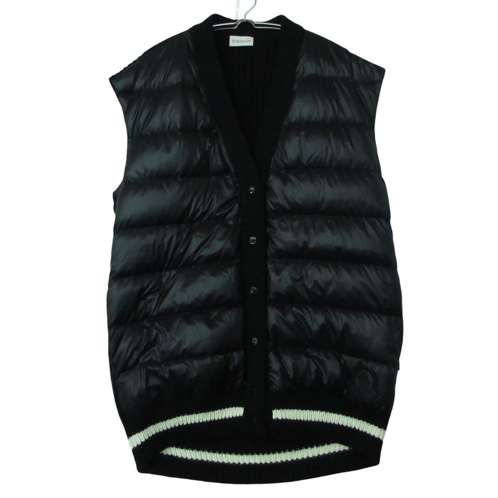 Moncler Gilet Down Vest Long Length Sleeveless Knit Switch Wool Logo