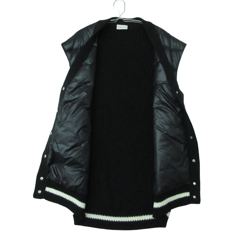 Moncler Gilet Down Vest Long Length Sleeveless Knit Switch Wool Logo — view 3