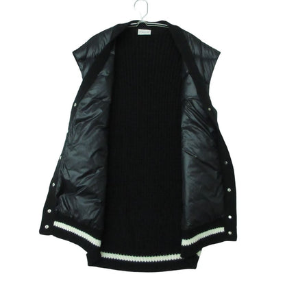 Moncler Gilet Down Vest Long Length Sleeveless Knit Switch Wool Logo — view 3