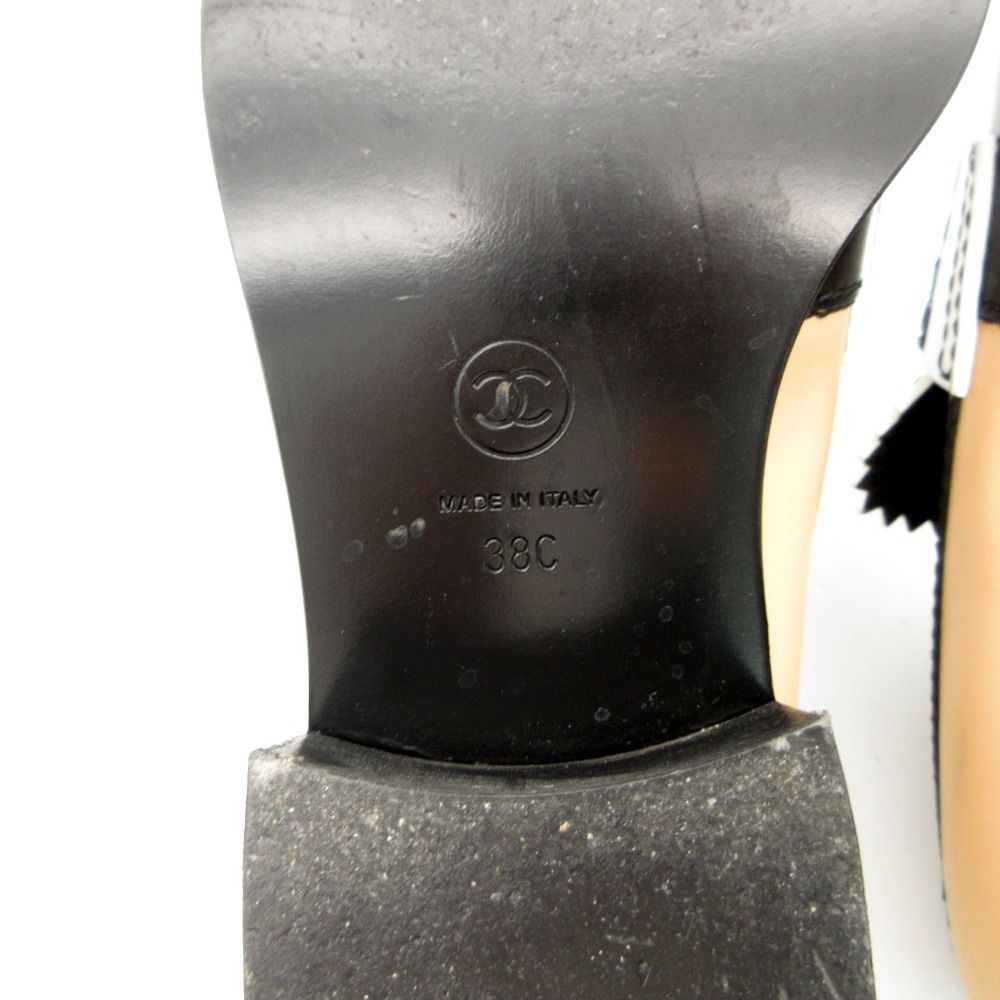 Chanel Loafers CC Logo Leather Calfskin Shoes Bicolor Black 38c — view 9