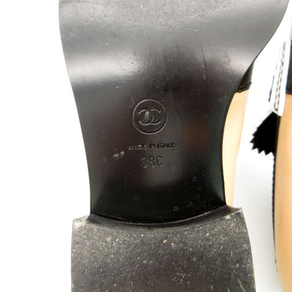 Chanel Loafers CC Logo Leather Calfskin Shoes Bicolor Black 38c — view 9