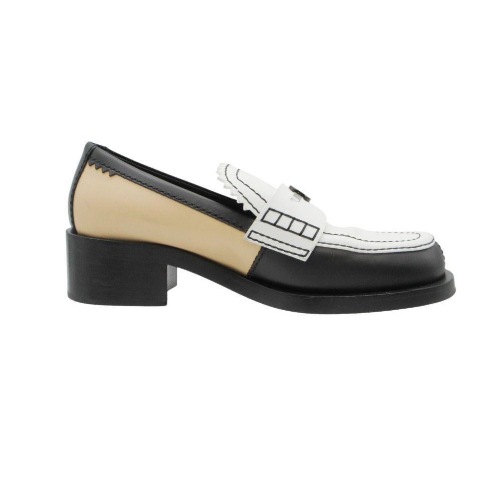 Chanel Loafers CC Logo Leather Calfskin Shoes Bicolor Black 38c — view 3