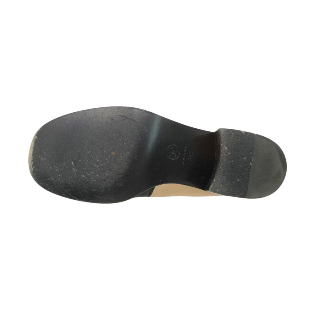 Chanel Loafers CC Logo Leather Calfskin Shoes Bicolor Black 38c — view 7