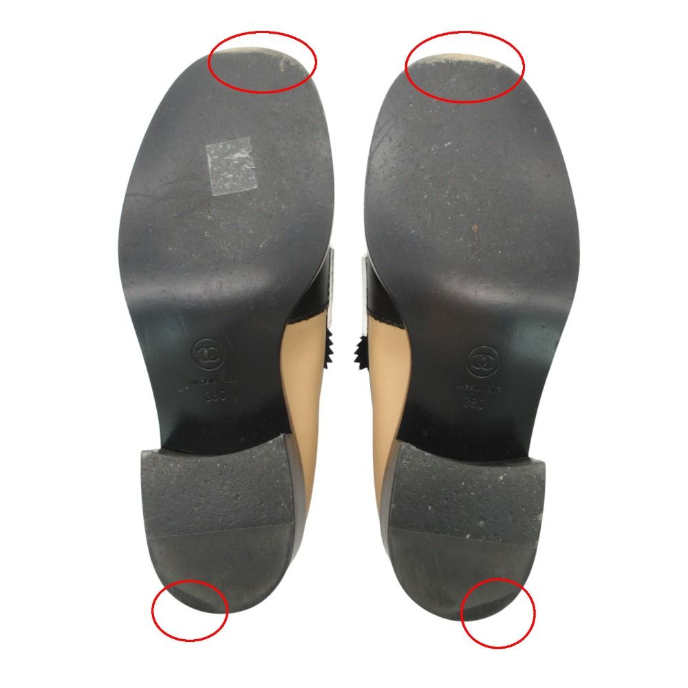 Chanel Loafers CC Logo Leather Calfskin Shoes Bicolor Black 38c — view 8