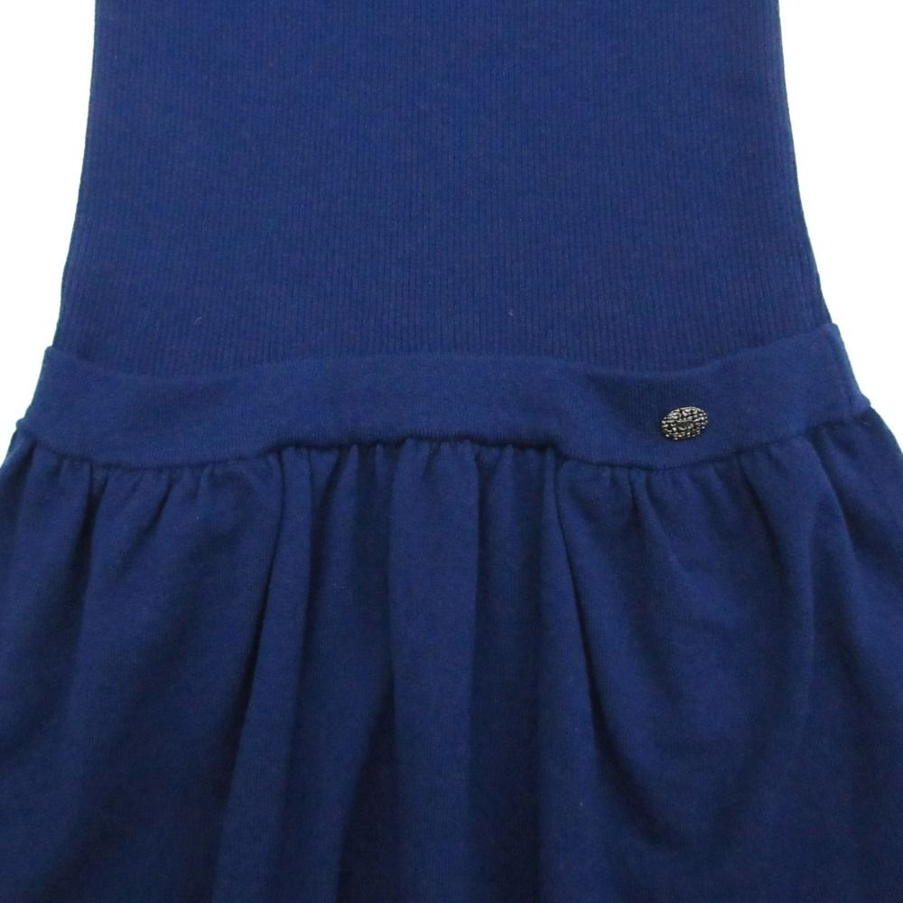 Chanel Ribbed Knit Dress Short Sleeve Bicolor Square Neck CC Logo Plate — view 6