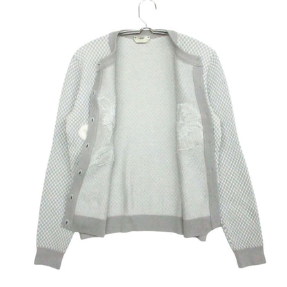 Fendi Knit Cardigan Jacket Long Sleeve Mink Decoration Checkered Pattern — view 7