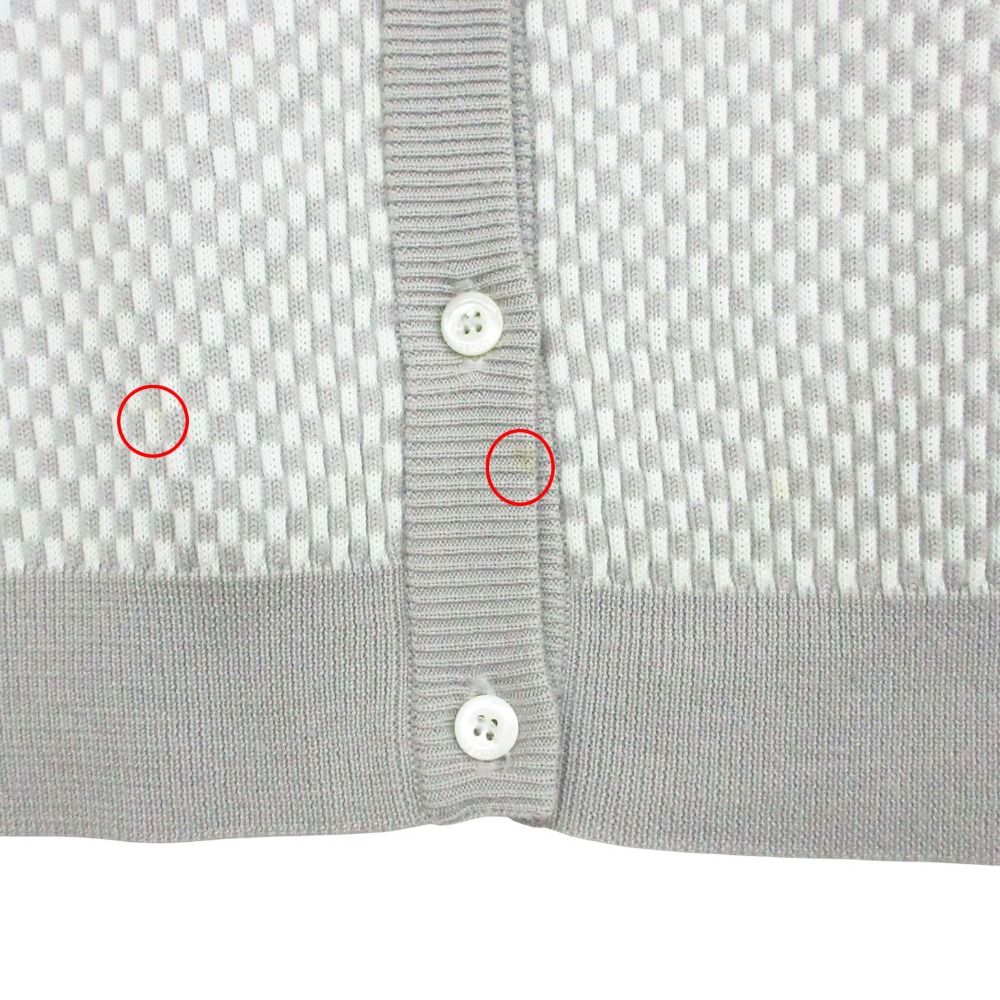Fendi Knit Cardigan Jacket Long Sleeve Mink Decoration Checkered Pattern — view 6