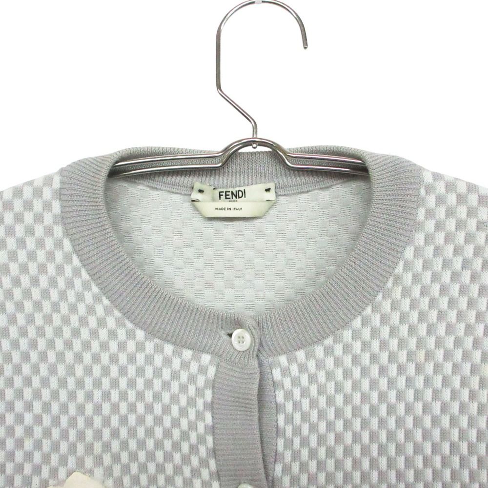 Fendi Knit Cardigan Jacket Long Sleeve Mink Decoration Checkered Pattern — view 4