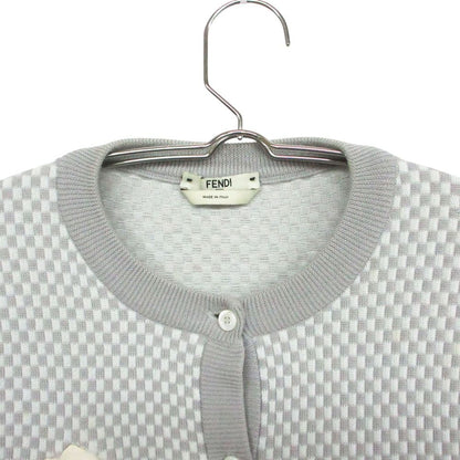 Fendi Knit Cardigan Jacket Long Sleeve Mink Decoration Checkered Pattern — view 4