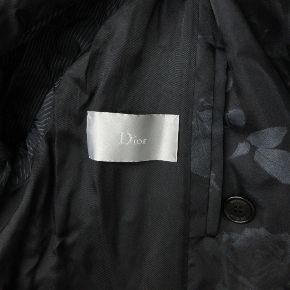 Dior Homme Coat Rose Print Insulation Long Black — view 9