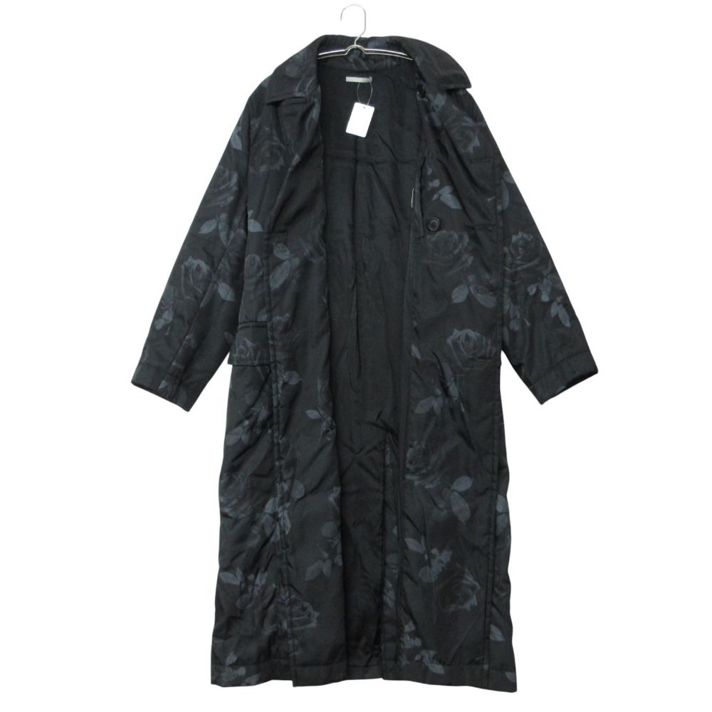 Dior Homme Coat Rose Print Insulation Long Black — view 3