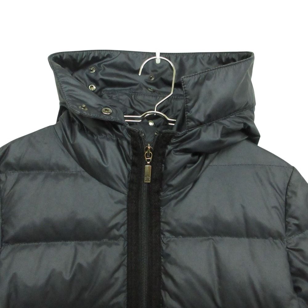 Moncler Nantesfur Down Coat Long Length Navy — view 4