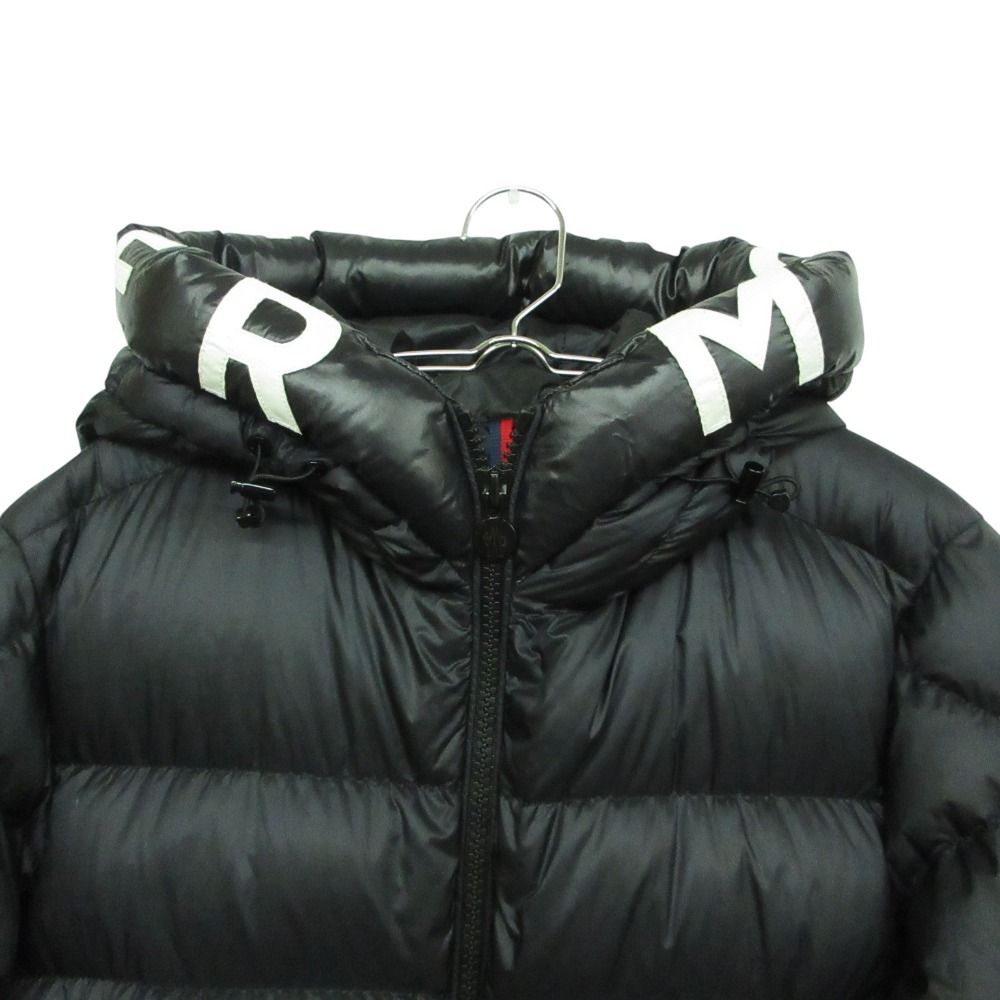 Moncler Salzman Down Jacket Logo Hoodie Black — view 4