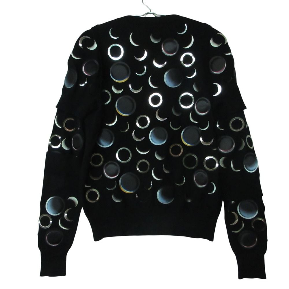Chanel Cashmere Knit Sweater Crew Neck Long Sleeve Layered Style Moon Black 36 — view 2
