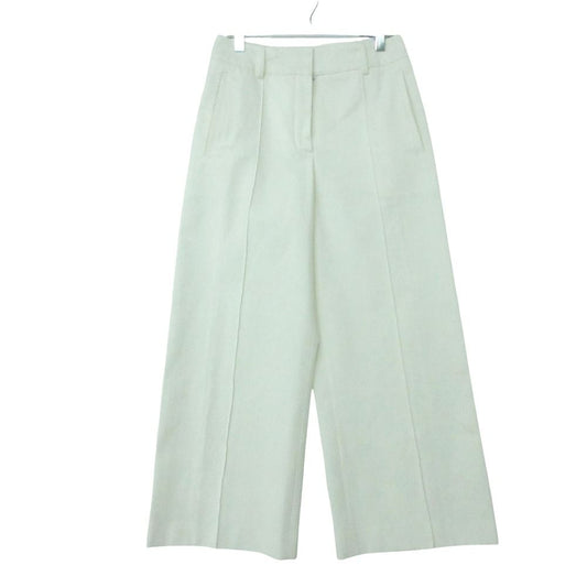 Hermes Wide Pants Straight Center Seam Cotton Stretch White 36