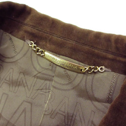 Dolce & Gabbana Tailored Jacket Leather Velour Velvet Lining Logo Allover — view 8