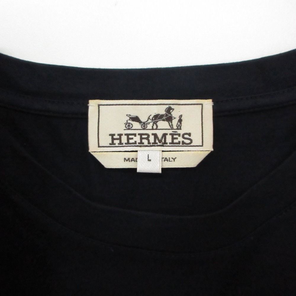 Hermes Short Sleeve T-Shirt Horse Graphic Cotton Stretch Top Navy — view 7
