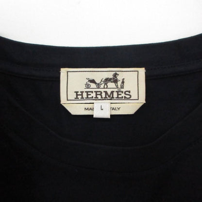 Hermes Short Sleeve T-Shirt Horse Graphic Cotton Stretch Top Navy — view 7