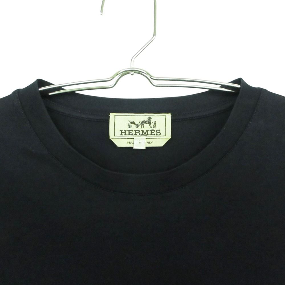 Hermes Short Sleeve T-Shirt Horse Graphic Cotton Stretch Top Navy — view 3