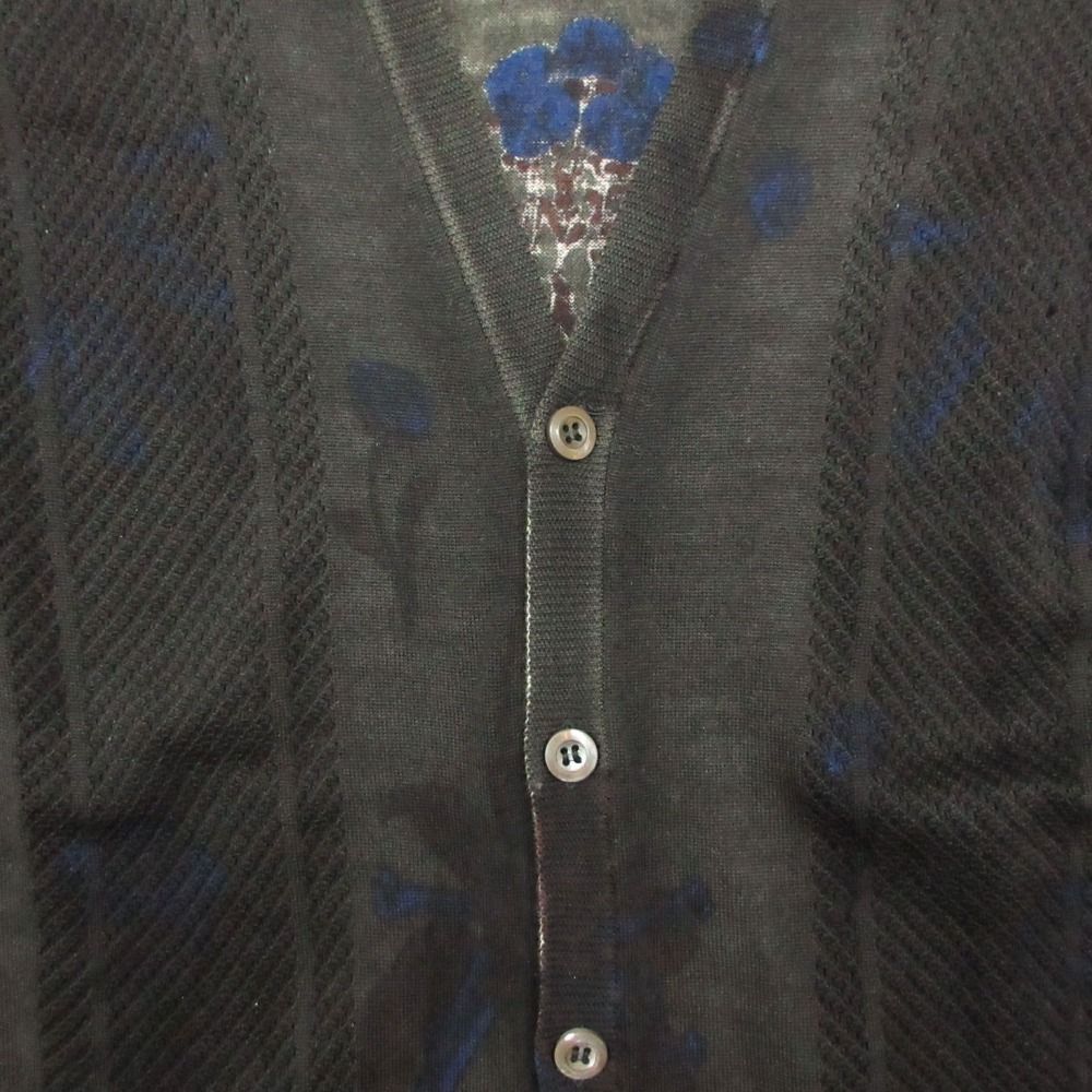 Prada Knit Cardigan Long Sleeve Mesh Contrast Floral Pattern Black 48 — view 4